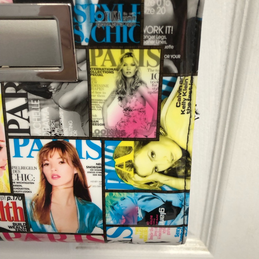 Fashion Magazine Cover Collage Chain Clutch - Multicolor - Picture 8 of 16